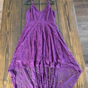 Purple lace high low dress